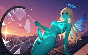 Futanari Uses Vibrating Cock Ring and Anal Plug on Nighttime Helipad