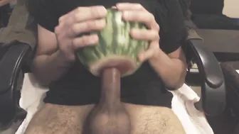 Asian Amateur Fucks a Watermelon and Masturbates