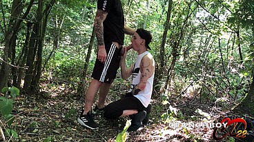 Slut fucked bareback and cremaopied in exhib forest