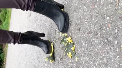 Crushed a zucchini with my sexy ankle boots