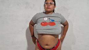 Big Breast Latina Bounces Around in Her Underwear