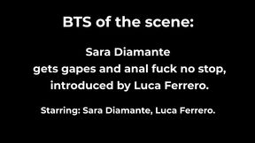 bts of the scene: sara diamante gets gapes and anal fuck no stop, introduced by luca ferrero.