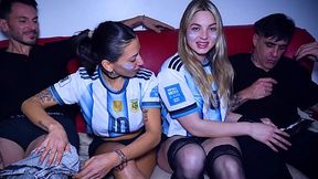 Football fangirls are ready to ride the cocks while their boyfriends watch the match