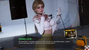 Animated babe studies hard with her city-hyper reality