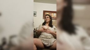 Stepson's pals watch her bare as she jerks off in front of them