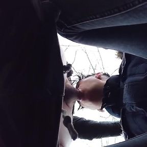 Sucking Cock Till Cum Drips Out of Mouth - View From Below
