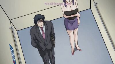 Busty secretary gets nailed in the elevator with boss's dick