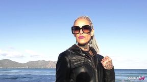 slim german mature wife with many tattoos talk to no condom cheating fuck at hotel and leg him cum on small ass