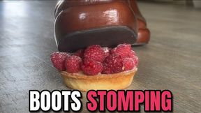 Raspberry Cream Tart Crushed Flat Under Brown Leather Boots