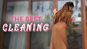 NUDE cleaning windows with sexy maid in transparent dress without panties. Amy Haze