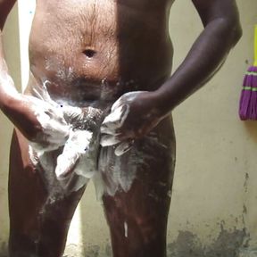 Tamil Man Bathing.  cock hot soap bath