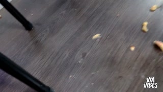 Pretty Blonde Milf gets excited and messy with her BDay Cake, then deep throats her hand!