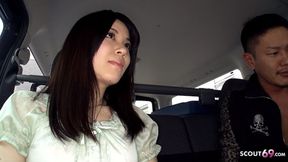 Shy Japanese Teen Madoka Araki seduce to Suck Stranger Cock in Car