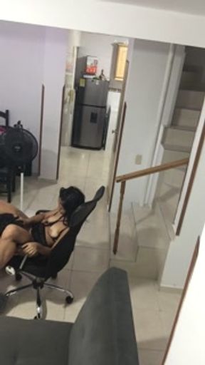 I'm alone with my sister-in-law, she comes down with her sexy outfit, I caress her, she likes it, I