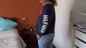 Stepmom's First Masturbation in Front of Her Hiajstro to Make Her Jerk off and Let Him Cum on Her Ha