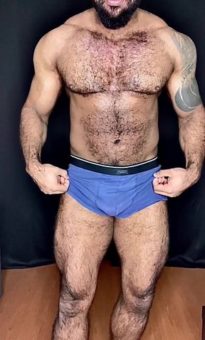 Hairy Black Man Flexing Muscles + My Dick in Slow Motion