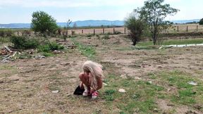 Slave tih undresses in the abandoned farm