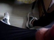 I squirt cum after my morning jog in Nike lycra leggings and adidas sneakers !