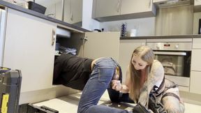 Plumber Calvin Rails Maid Sandy Hard on the Job