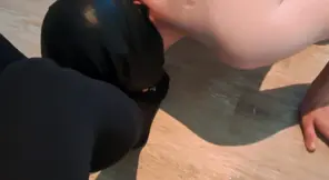 Foot Fetish Release – Sissy Cums on Mistress Nylon Feet and Licks It Clean