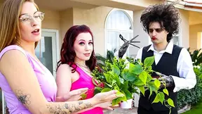Stepmom brings her friend over so this shy guy can trim both their bushes properly
