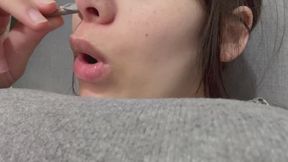 My Giantess stepsister plays with tiny stepbrother rubs her belly button then her big tits and uses her as a nose pick uses tiny stepbrother as a nose pick in her nose