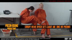 Corrupt Intake Officer Gets Caught & Joins Her Prisoner - Arrested Police Woman Becomes an Inmate & Both Inmates get Punished for Fighting by Being Humiliated & Made to Lay On Ground in Handcuffs and Shackles with Dirty BareFeet & Soles - 1080p - MP4