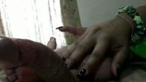 Long nails and soft feet of my girlfriend on my dick
