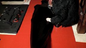 Cbt with extreme high heels and wartenberg pinwheel on a slave totally encased in bondage sack WMV