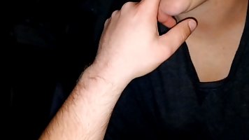 Moody woman is about to suck a rock hard dick while rubbing her soaking wet pussy
