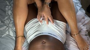 White nails handjob the view from above