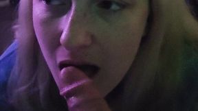 TV Time Cock Suck: Absentminded Blowjob and Cum Swallow