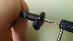 Machine fucks me with a big black dildo