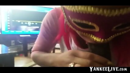 Masked Ebony Chick Swallow After Blowjob