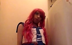 Solo cd, jerks off and swallow cum.