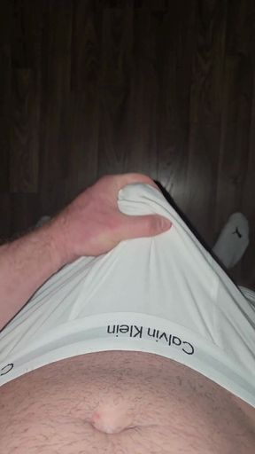 Heavy Load! German-russian Squirts Through the Fabric of the White Ck Boxers!