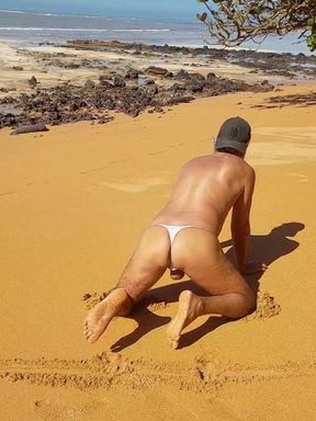 Ladysilva Crossdresser Showing off Her Hot Ass in Panties on the Beach