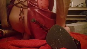 Sissy Jasmin rides a dildo