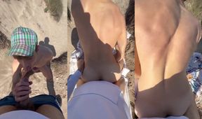 Daddy destroys cute femboy with massive dick on gay nudist beach