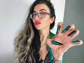 Long nails, teasing, sucking fingers and HOT handjobs with spit