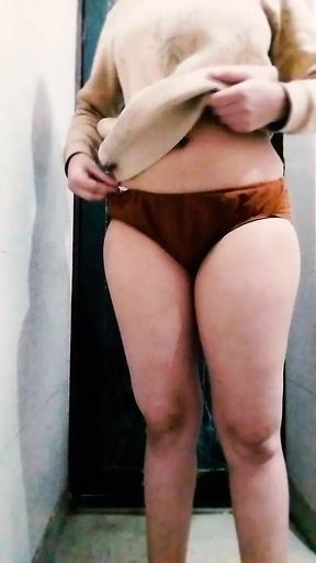 My stepsister bathing alone at home bathroom