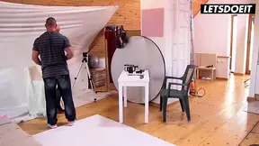 Deepthroat at the Photoshoot - Curvy Blonde Gets Fucked on Her Knees