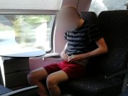 Stripping and jerking off in the train (almost caught by people waiting at the station)