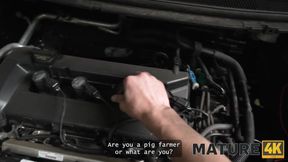 MATURE4K  Mature whore Texas Patti is fucking on top of her car in front of her husband