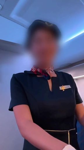 Flight attendant Service Sex. Her blowjob and creampie pussy offered in lieu of a meal(#386)   Clip 1