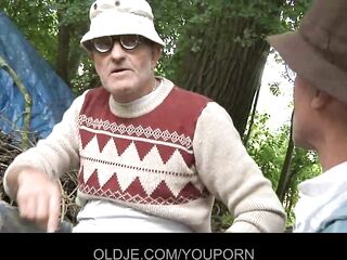 Old farts pleasant lustful babe in the woods