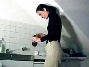 German amateur gets measured cunt before masturbating