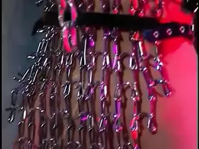 Dominant brunette sucks two black cocks while her blonde slave girl jacks it off