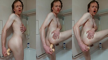 LanaTuls - Moscow Anal Slut and Whore. Hard Anal ManCunt Dildo Fucking in BathTube