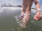 I have a sexy cock and I think people must know so I wear a see through thong in a public beach